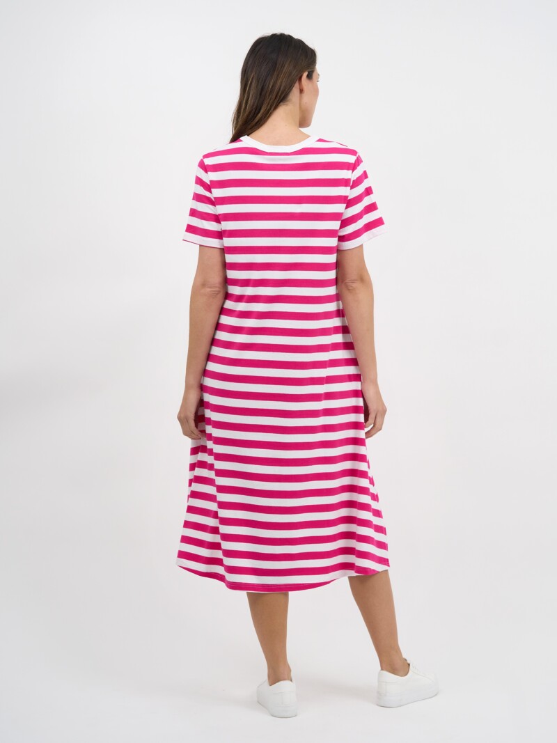 Cotton Jersey Stripe Dress Hot Pink Liberty Rose