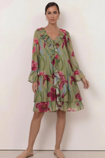 Short Frill Dress Khaki Liberty Rose