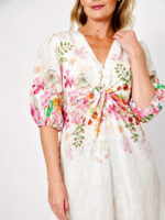 Twist Front Linen Dress