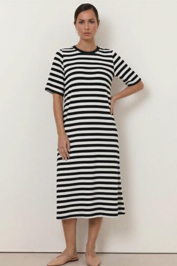 Cotton Jersey Stripe Dress Stripe Liberty Rose