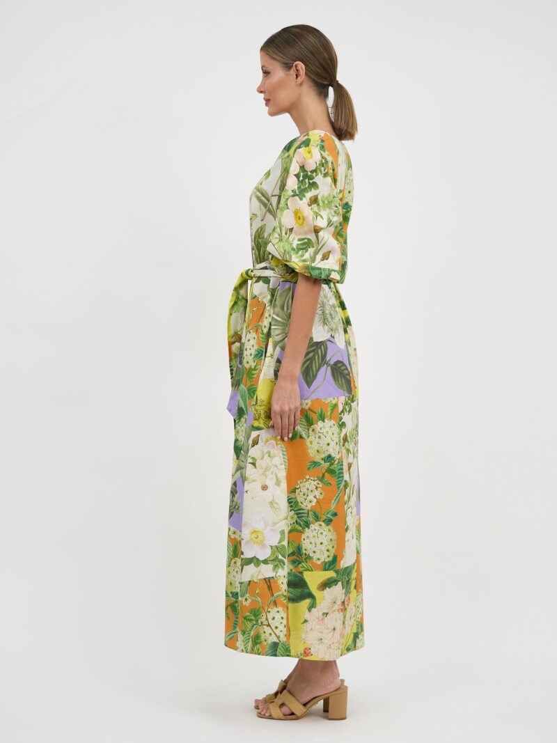 Vee Neck Puff Sleeve Dress Lemon Liberty Rose