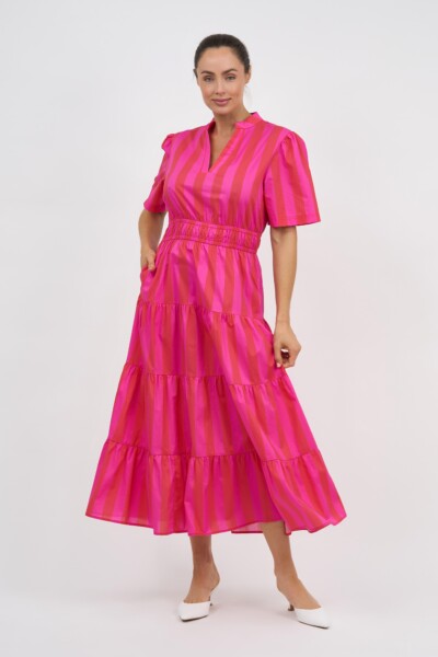 Tier Detail Dress Pink Liberty Rose