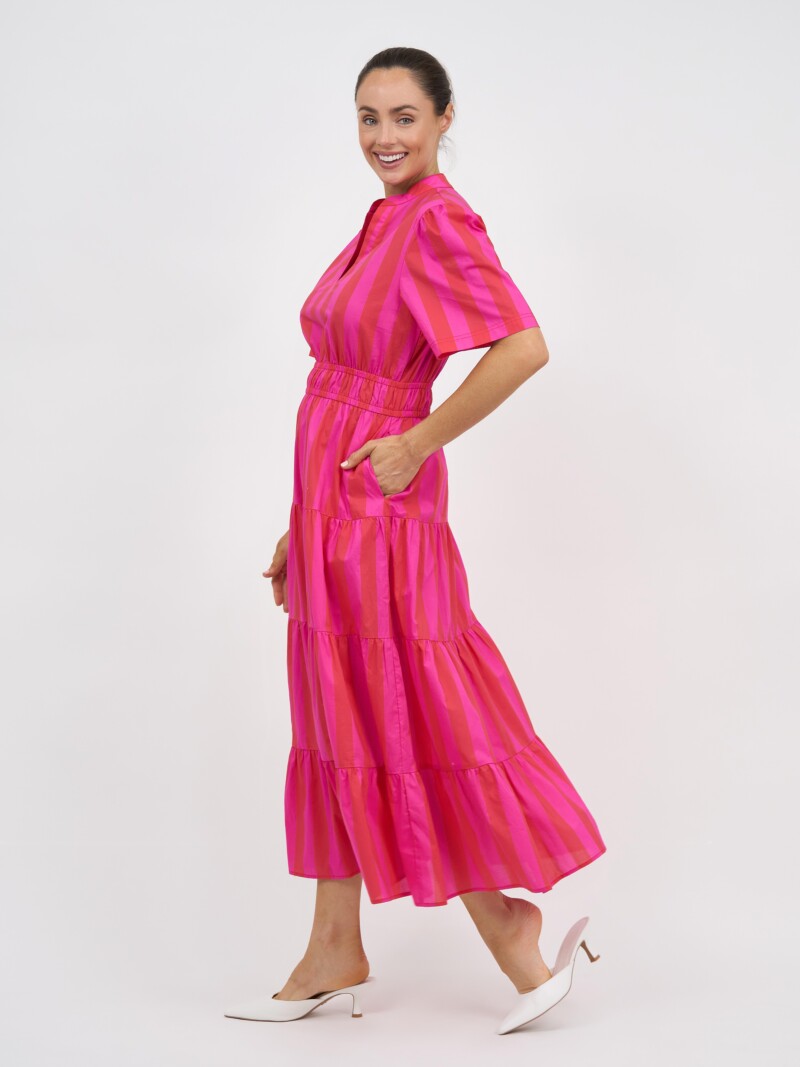 Tier Detail Dress Pink Liberty Rose
