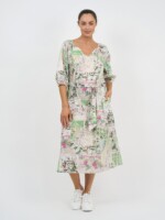 Cotton Midi Dress Stripe Liberty Rose