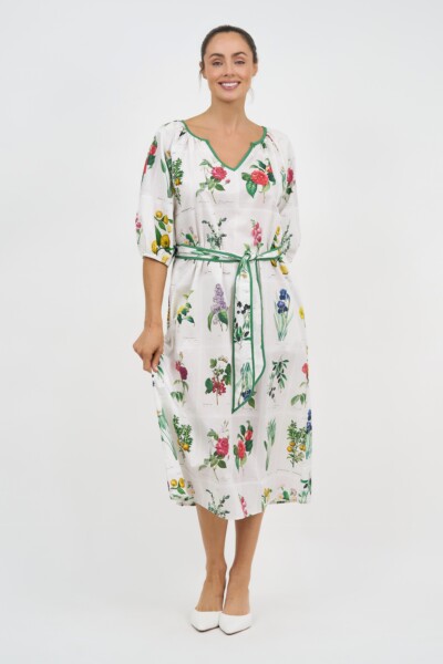 Cotton Midi Dress White Liberty Rose