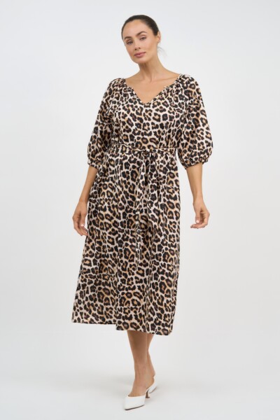 Cotton Midi Dress Natural Liberty Rose