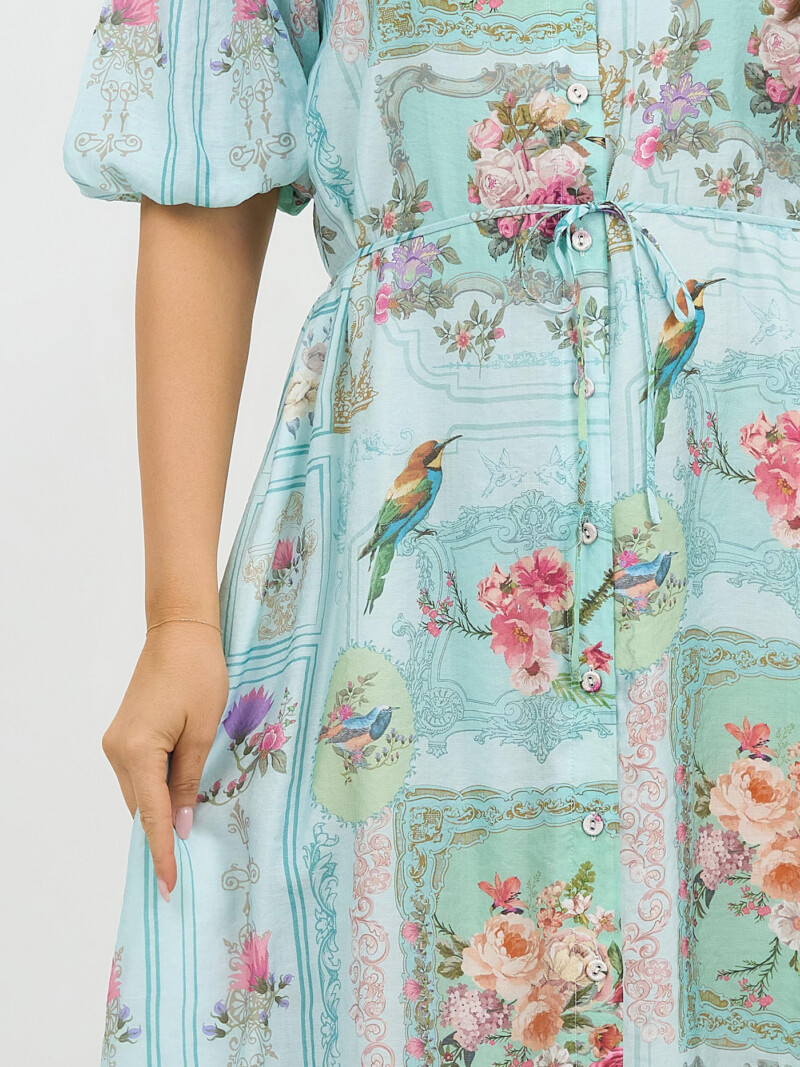 Puff Sleeve Shirt Dress Blue Liberty Rose