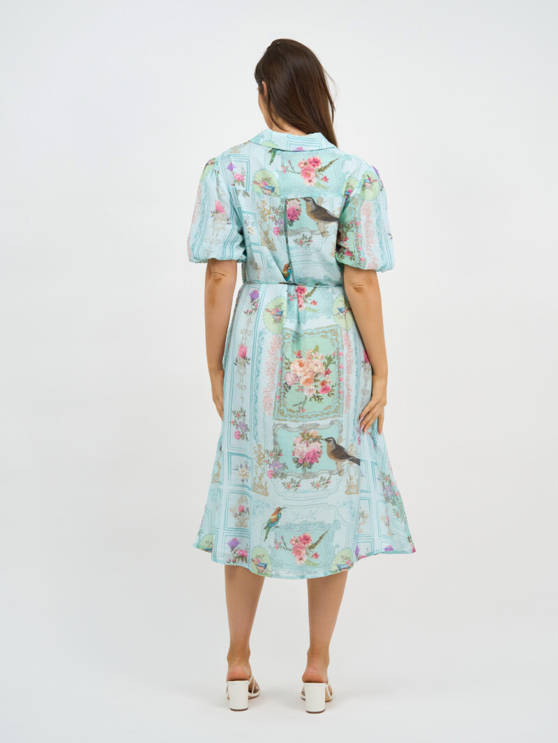 Puff Sleeve Shirt Dress Blue Liberty Rose