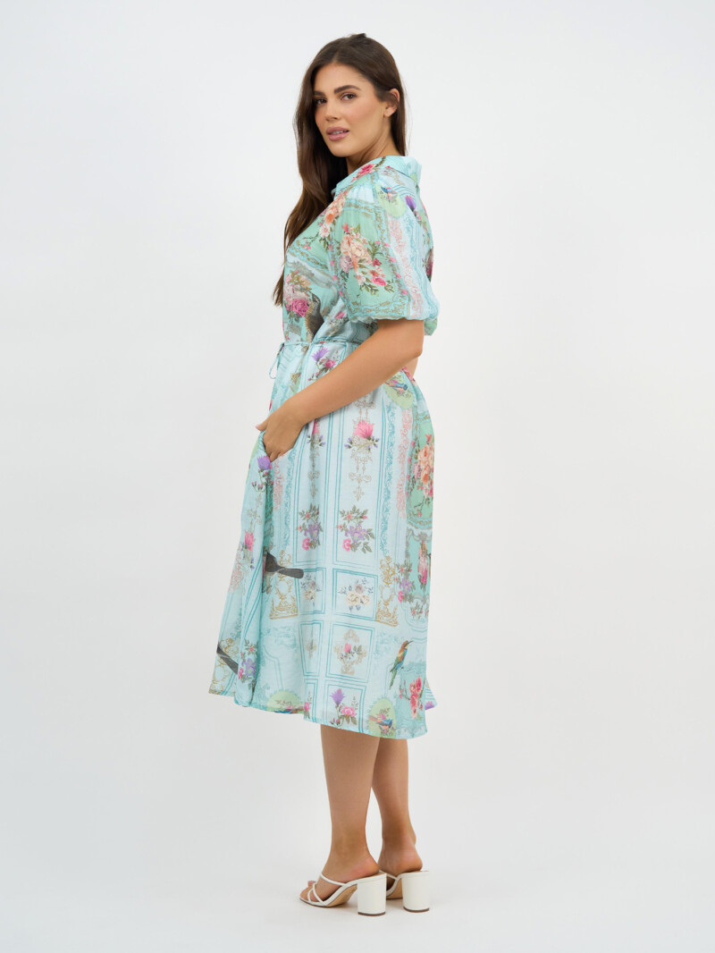 Puff Sleeve Shirt Dress Blue Liberty Rose