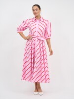 Bianca Belted Dress Navy Leoni