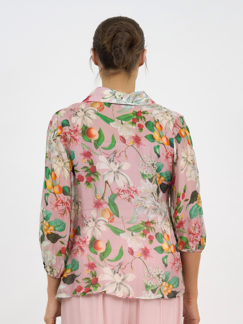 Silk Button Shirt Blush La Strada