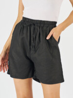 Button Detail Linen Short White Worthier