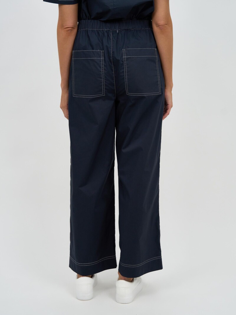 Stitch Detail Cotton Pant Navy Liberty Rose