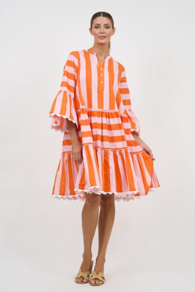 Micah Trim Detail Dress Orange Leoni