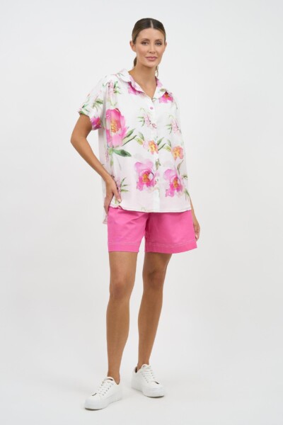 Elle Relaxed Bamboo Shirt White Liberty Rose