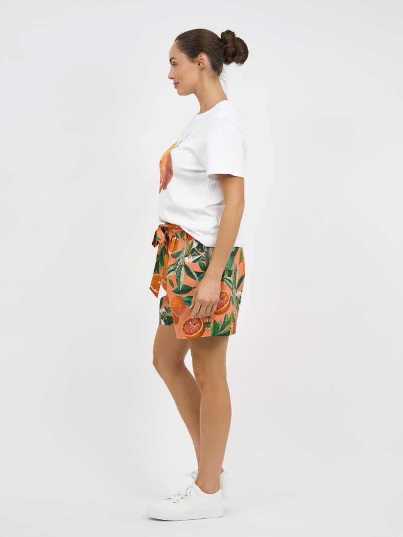 Print Cotton Tee Orange Liberty Rose