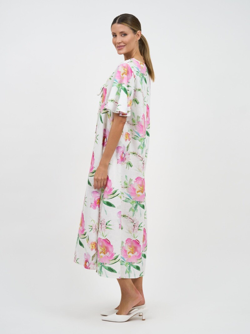 Liana Flute Sleeve Dress White Liberty Rose