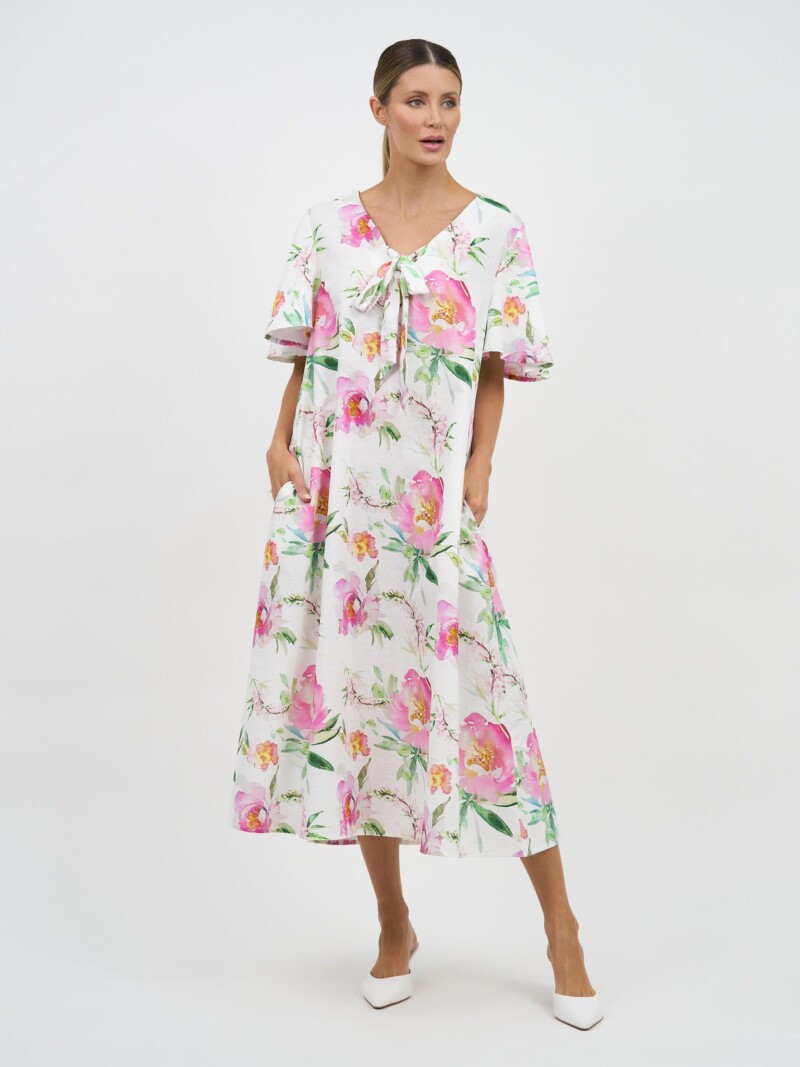 Liana Flute Sleeve Dress White Liberty Rose
