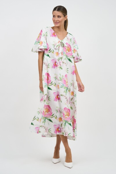 Liana Flute Sleeve Dress White Liberty Rose