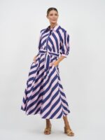 Bianca Belted Dress Navy Leoni