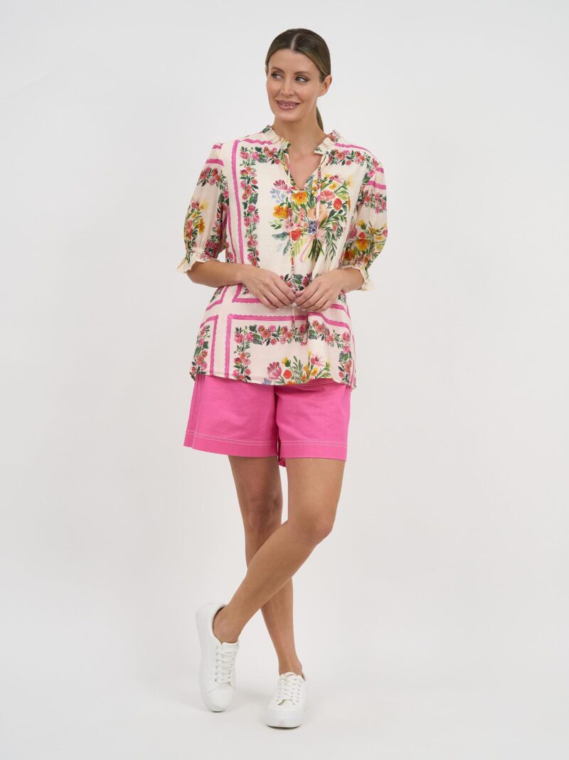 Frill Neck Tie Top Beige Liberty Rose
