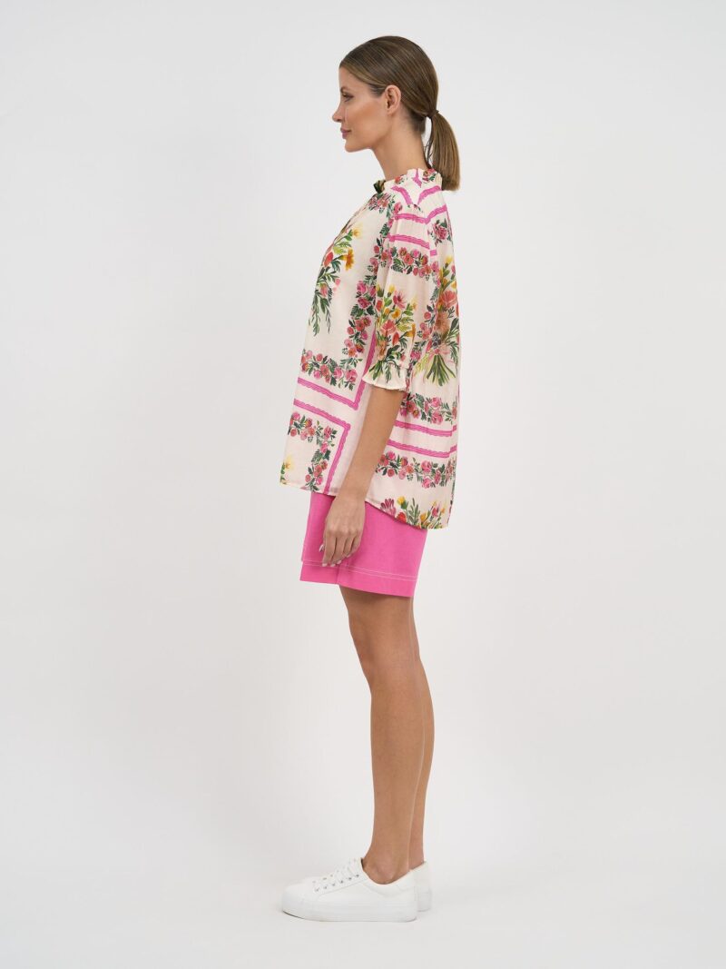 Frill Neck Tie Top Beige Liberty Rose