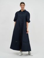 Lattice Trim Cotton Shirt Dress