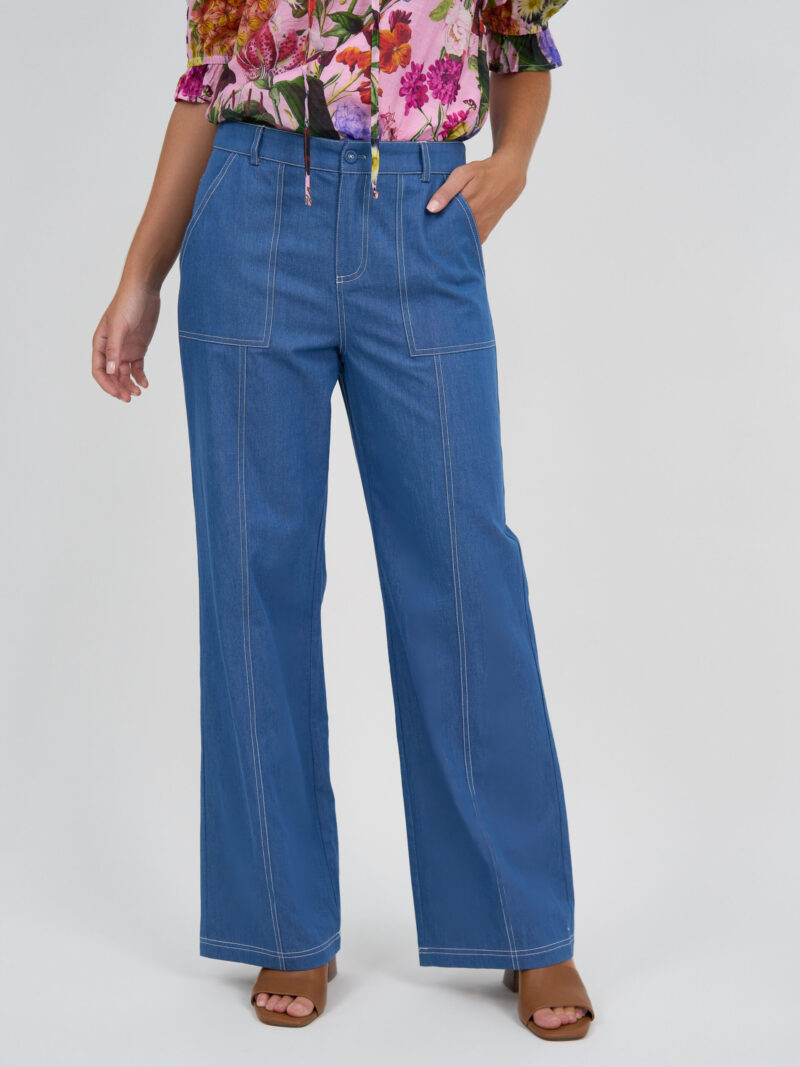 Stitch Pocket Denim Pant Mid Denim Liberty Rose