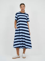 Cotton Jersey Stripe Dress Red Liberty Rose