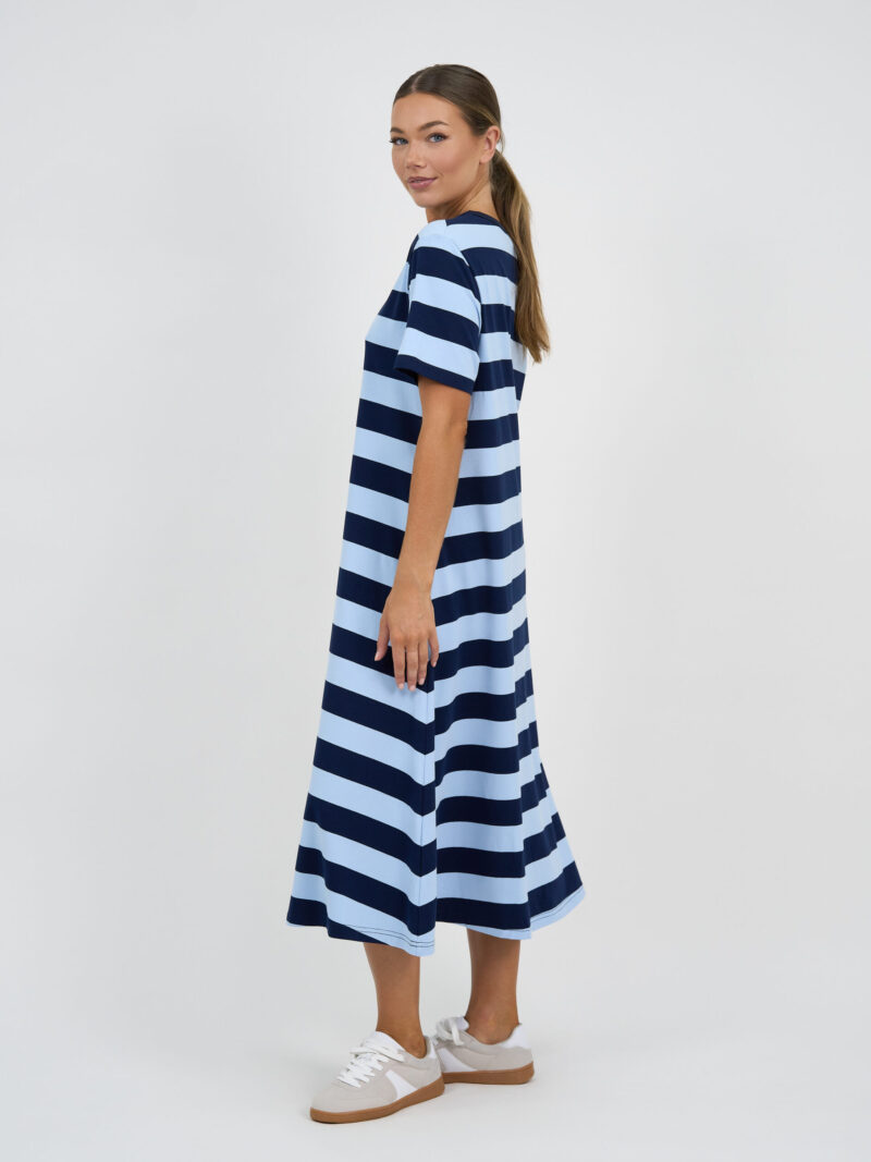 Cotton Jersey Stripe Dress Blue Liberty Rose