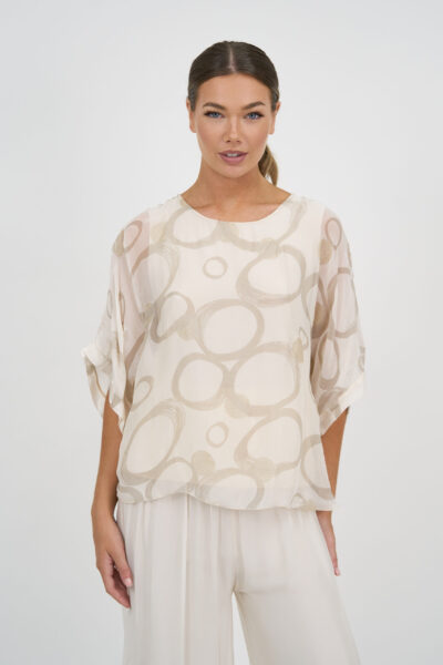 Relaxed Silk Blend Top Ivory La Strada