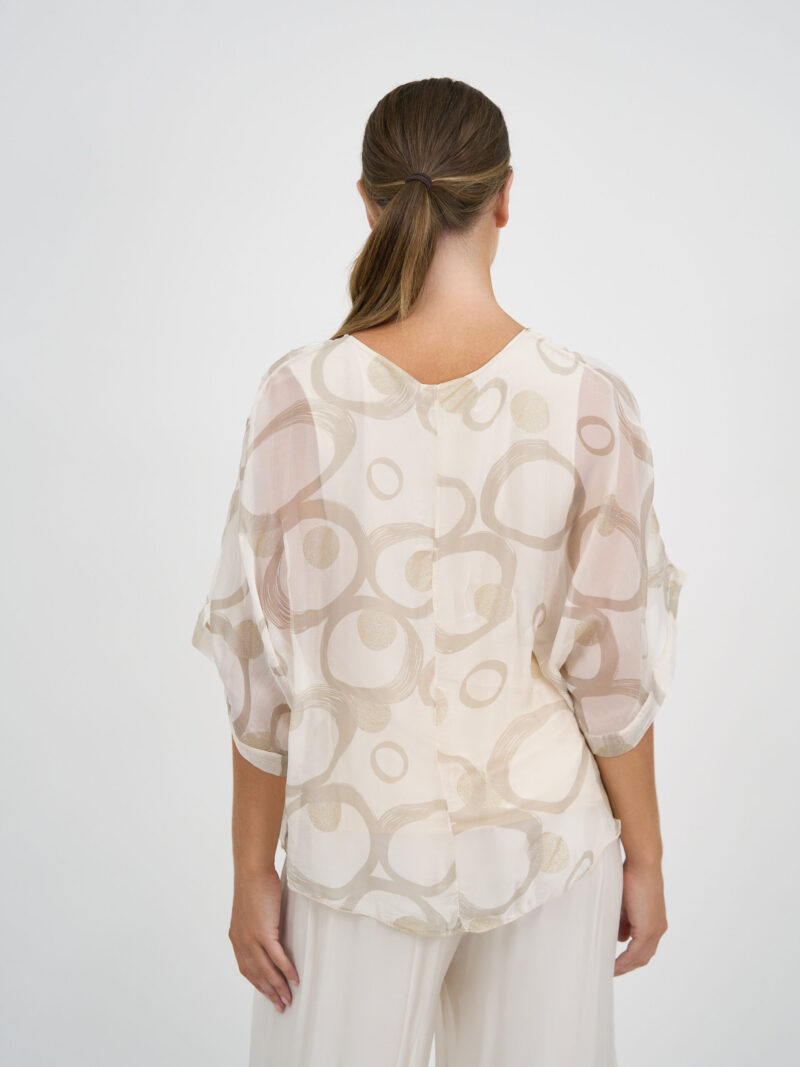 Relaxed Silk Blend Top Ivory La Strada