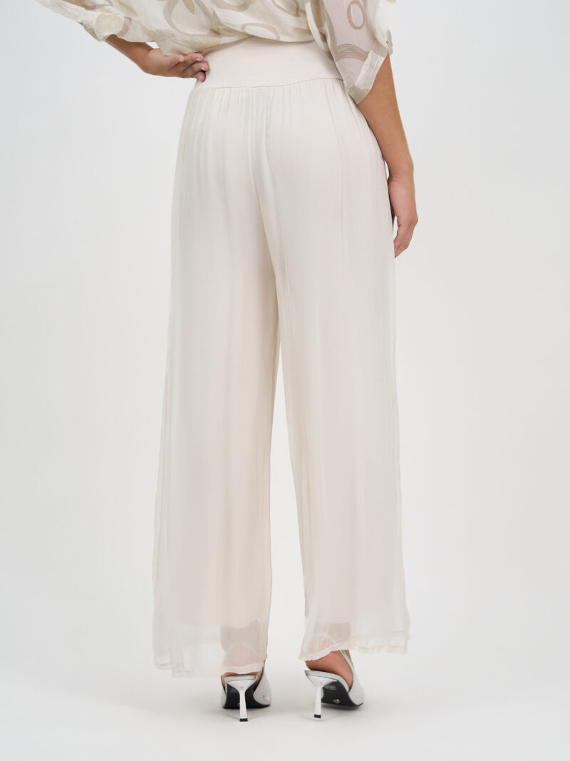 Wide Leg Silk Blend Pant Ivory La Strada