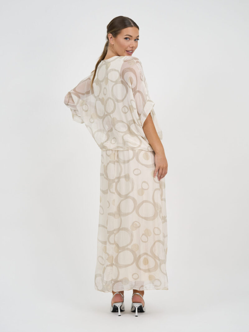 Gathered Silk Blend Dress Ivory La Strada