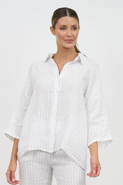 Relaxed Striped Shirt White La Strada