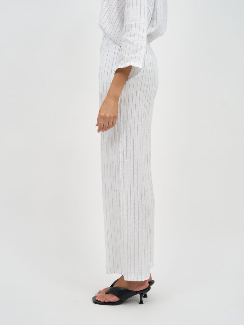 Linen Striped Pant White La Strada