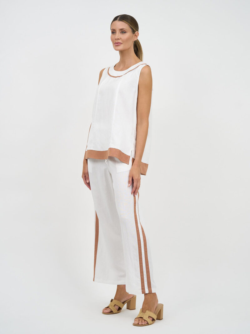 Contrast Detail Sleeveless Top White Worthier