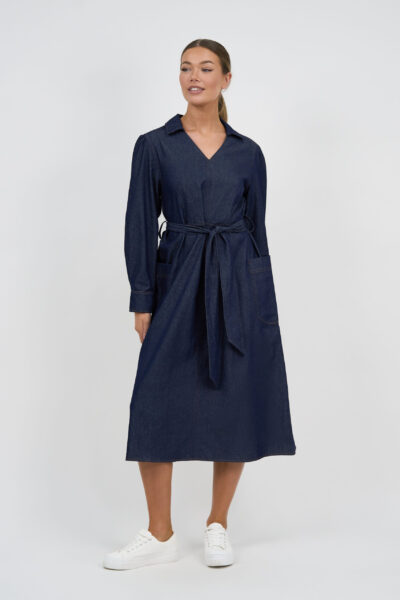 Collared Denim Dress Navy Liberty Rose