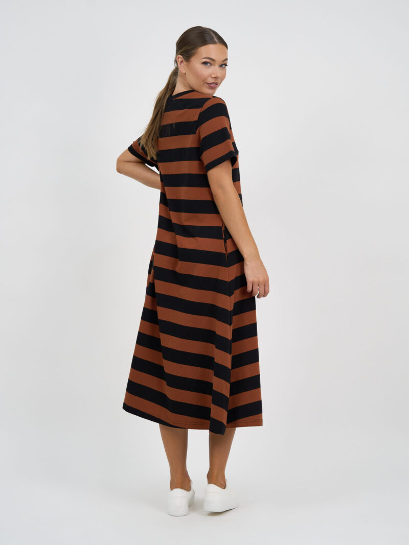 Cotton Jersey Stripe Dress Chocolate Liberty Rose