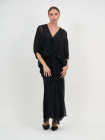 Gathered Silk Blend Dress Brown La Strada
