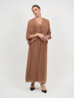Gathered Silk Blend Dress Brown La Strada