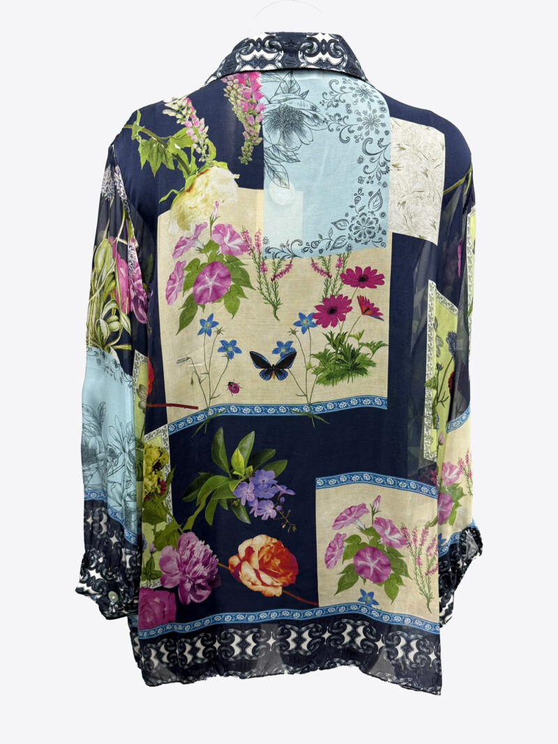 Silk Blend Button Shirt Navy La Strada