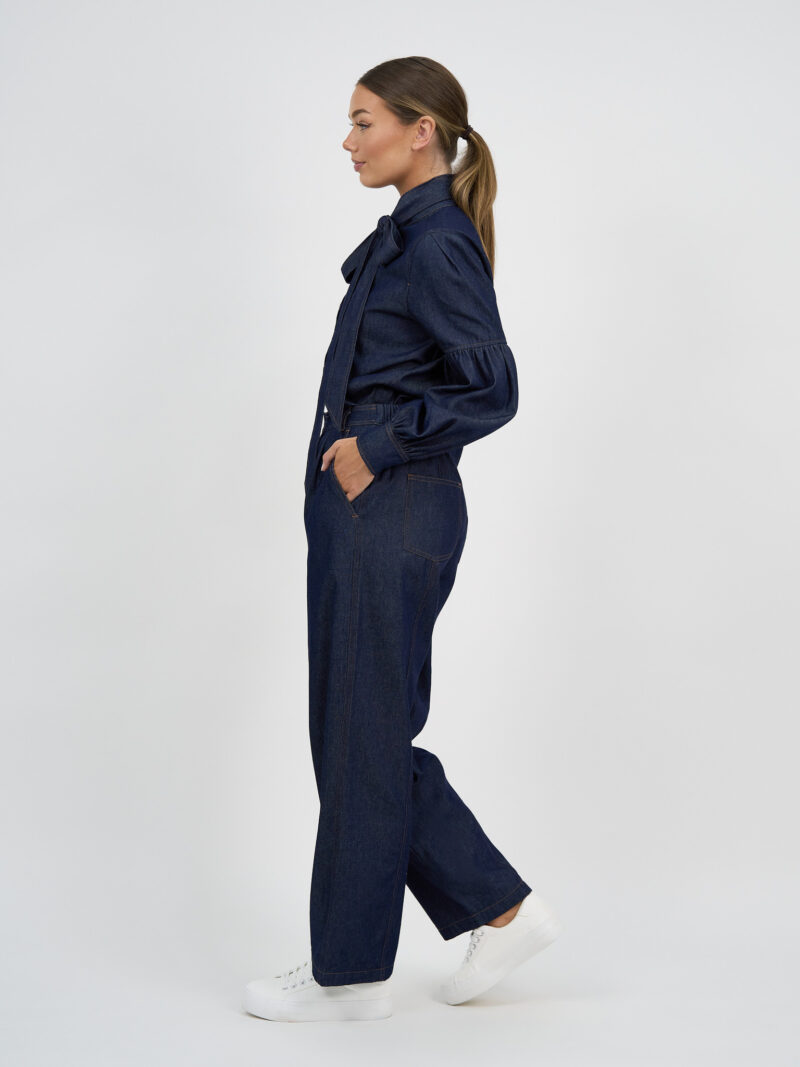 Pleat Front Denim Pant Navy Liberty Rose