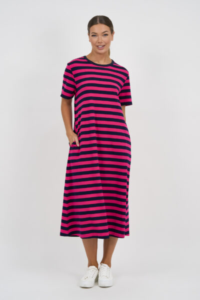 Straight Cotton Jersey Dress Pink Liberty Rose