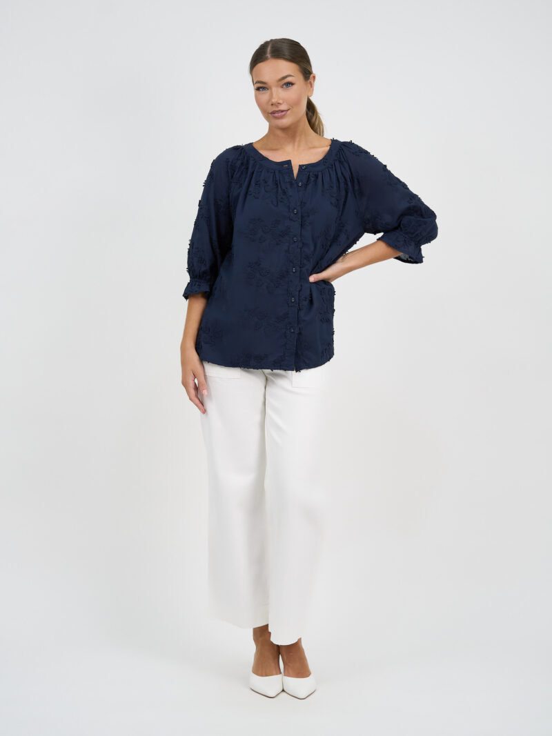 Relaxed Embroidered Shirt Navy Liberty Rose