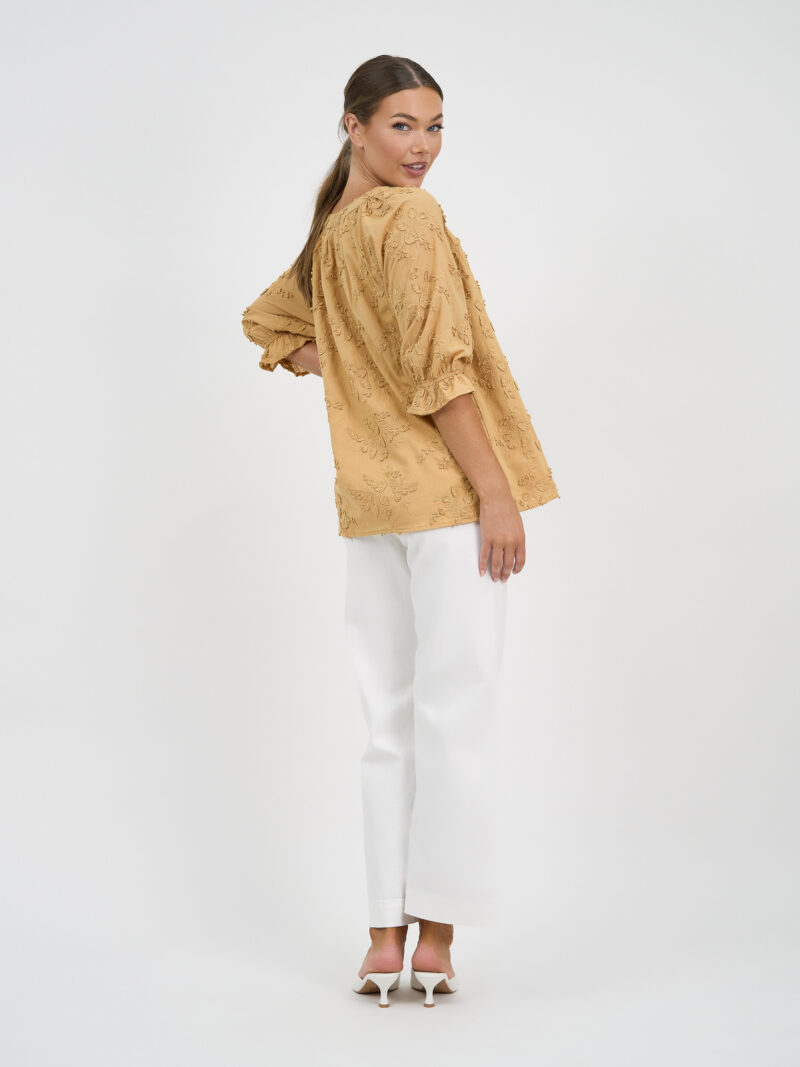 Relaxed Embroidered Shirt Camel Liberty Rose