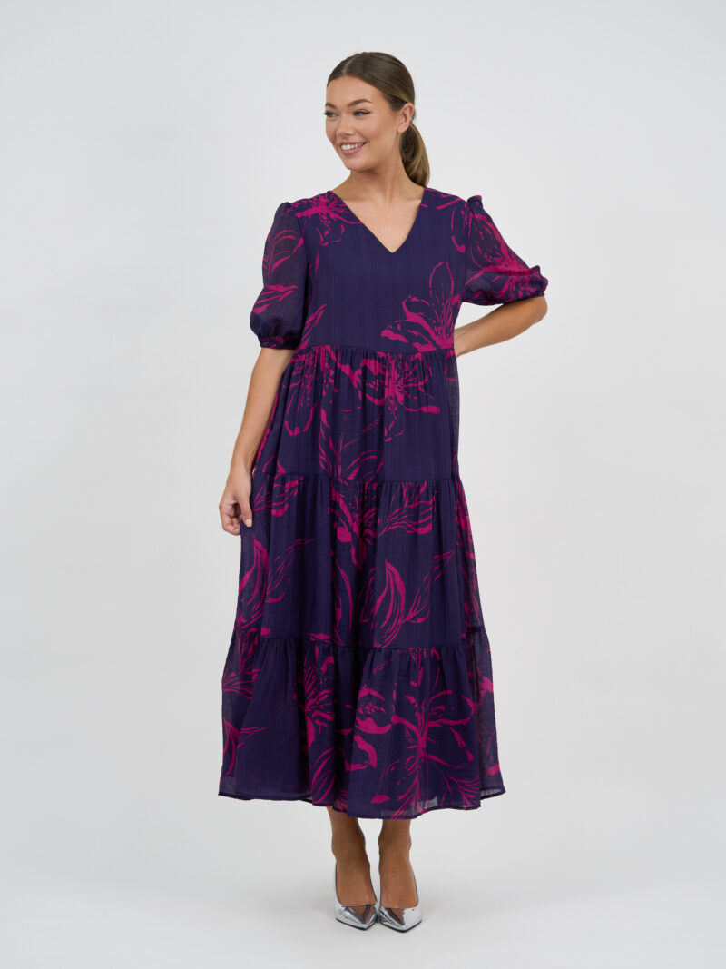 V-Neck Tier Maxi Dress Navy Liberty Rose