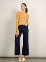 Metallic Ribbed Knit Top Camel Liberty Rose