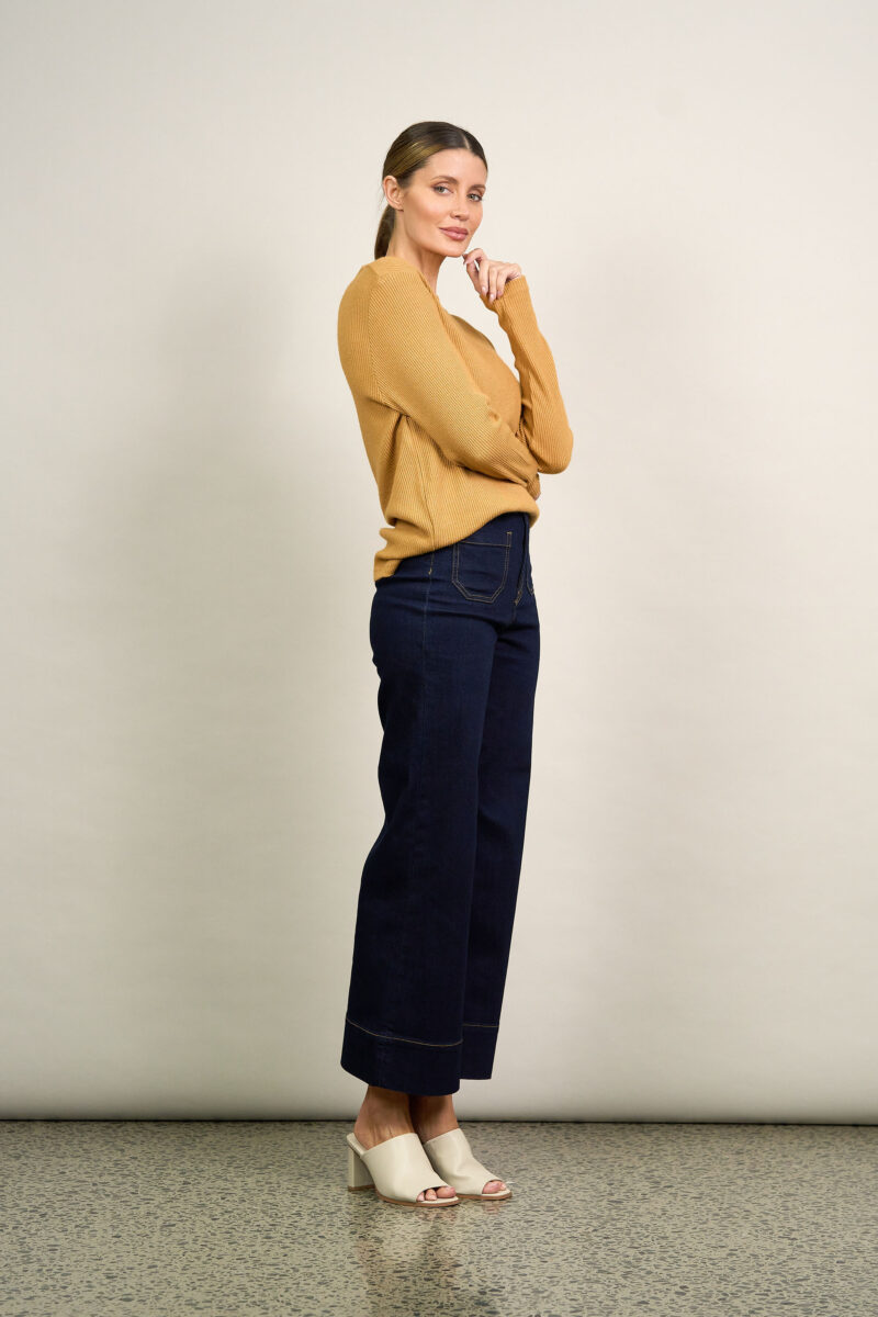 Metallic Ribbed Knit Top Camel Liberty Rose