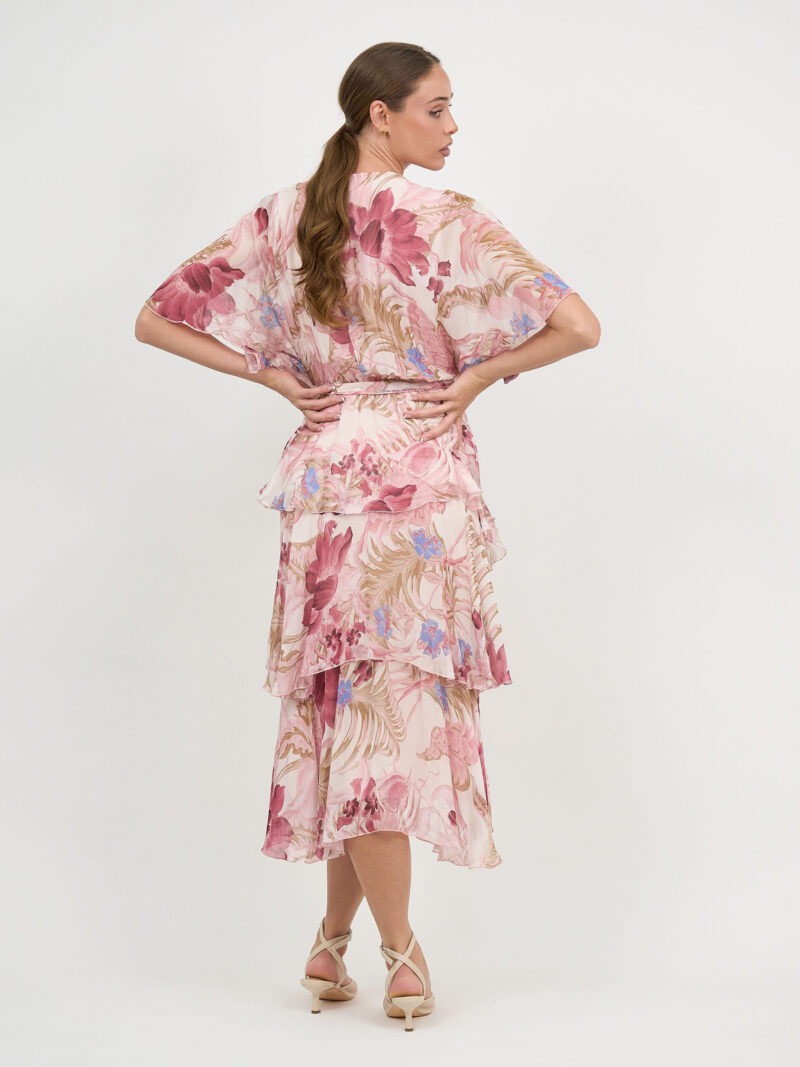 Silk Blend Tier Layer Dress Ivory La Strada